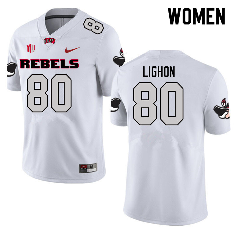 Women #80 Brye Lighon UNLV Rebels College Football Jerseys Sale-White